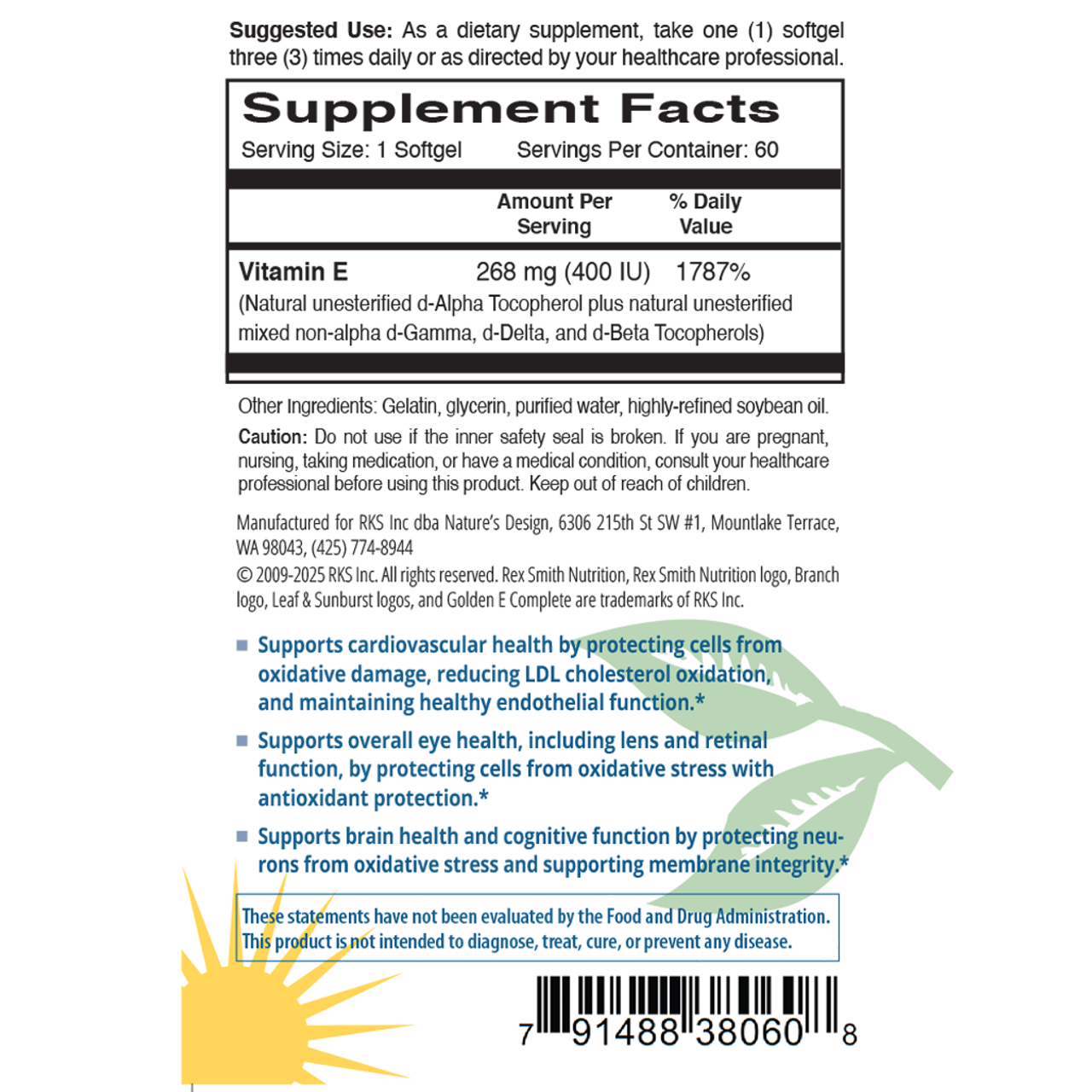 Golden E Complete 60 Softgels Rex Smith Nutrition
