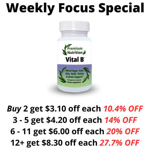 Vital B + High B12, Thiamine HCL B1, & Biotin 60 Vegetarian Capsules Premium Nutrition
