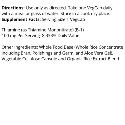 Vitamin B-1 100 mg 100 VegCaps Solaray