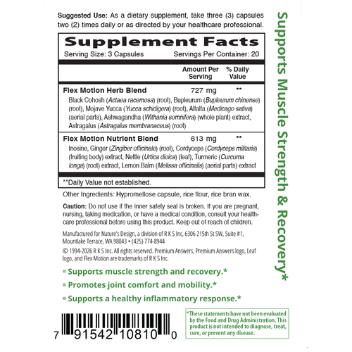 Flex Motion 60 Vegetarian Capsules Premium Answers