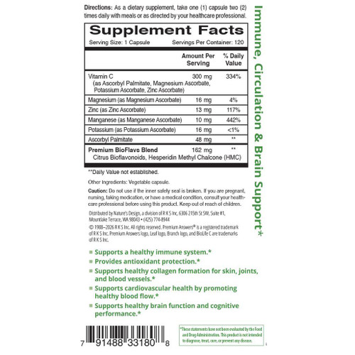 BioLife C + Bioflavonoids 120 Vegetarian Capsules Premium Answers