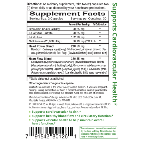 Heart Flow 60 Vegetarian Capsules Premium Answers