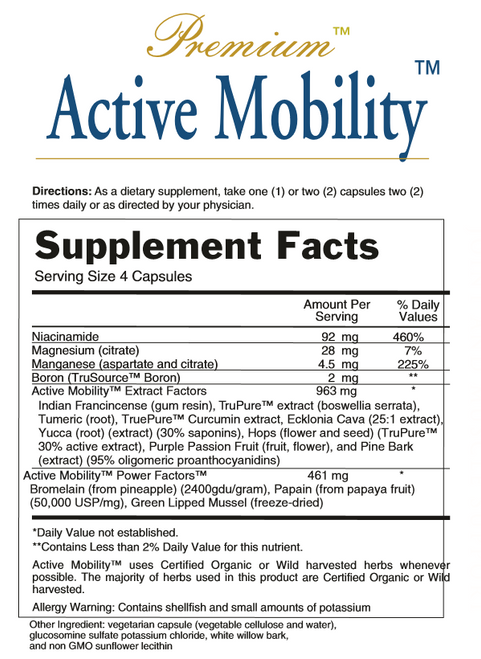 Active Mobility 60 Vegetarian Capsules Premium Nutrition