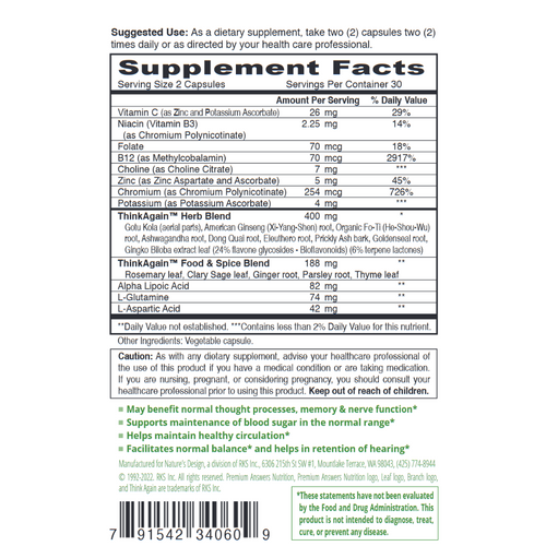 ThinkAgain 60 Capsules Premium Nutrition