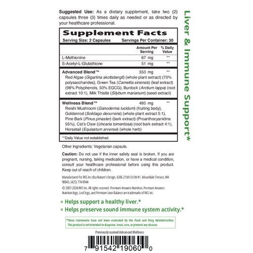 Premium Liver Balance 60 Vegetarian Capsules Premium Nutrition
