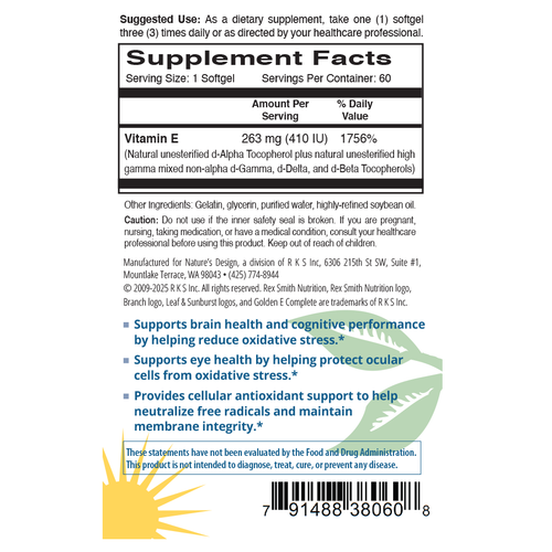 Golden E Complete 60 Softgels Rex Smith Nutrition