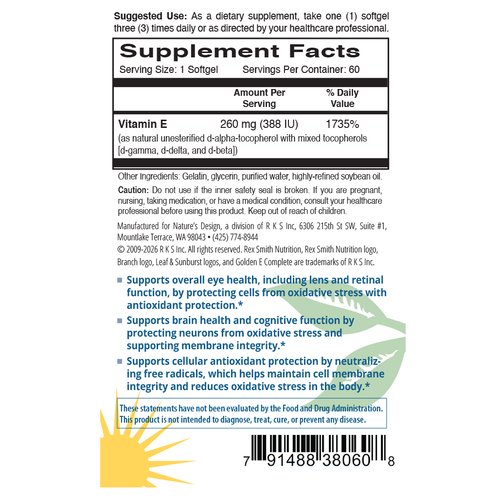 Golden E Complete 60 Softgels Rex Smith Nutrition