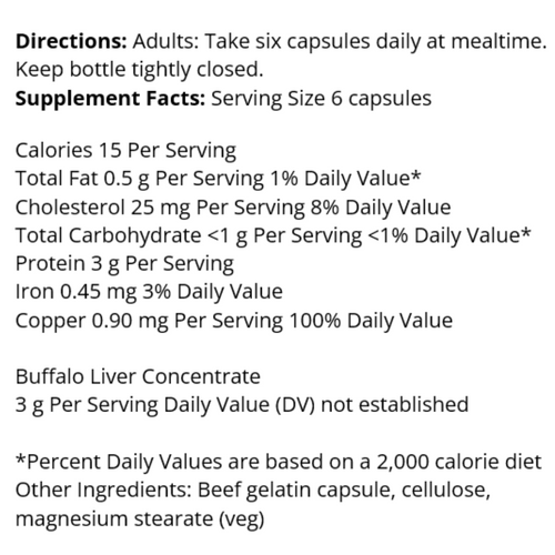 Buffalo Liver 60 Capsules Carlson