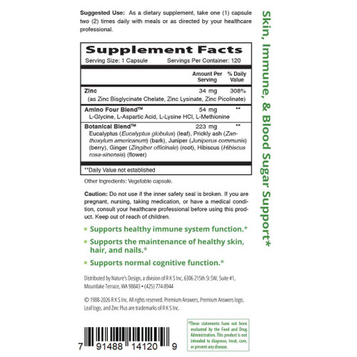 Zinc Plus 120 Vegetarian Capsules Premium Answers