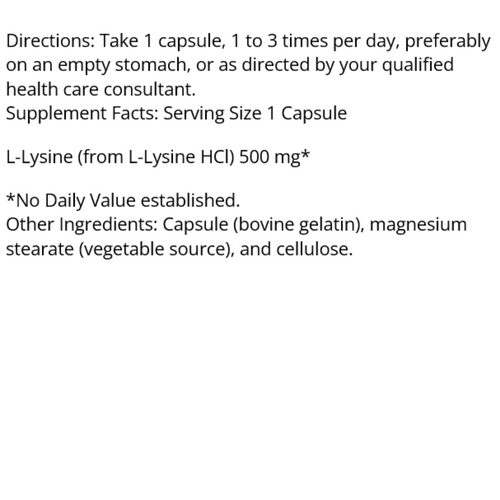 L-Lysine 500 mg 100 Capsules Jarrow