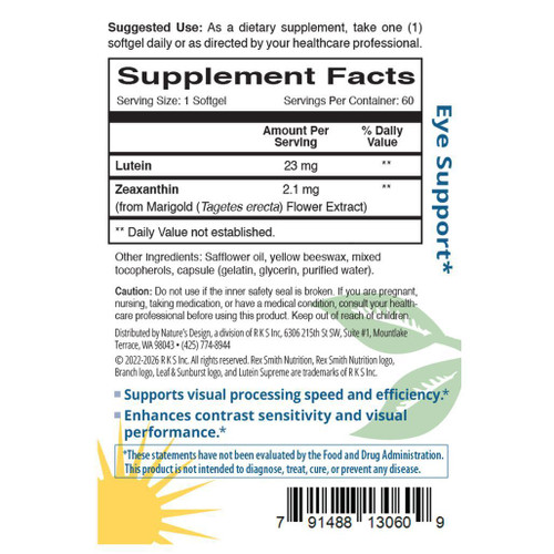 Lutein Supreme 60 Softgels Rex Smith Nutrition