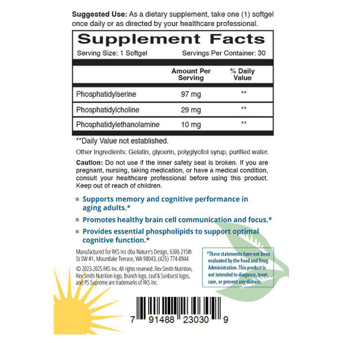 PS Supreme Phosphatidylserine 97 mg 30 Softgels Rex Smith Nutrition PS Supreme Phosphatidylserine 97 mg 30 Softgels Rex Smith Nutrition