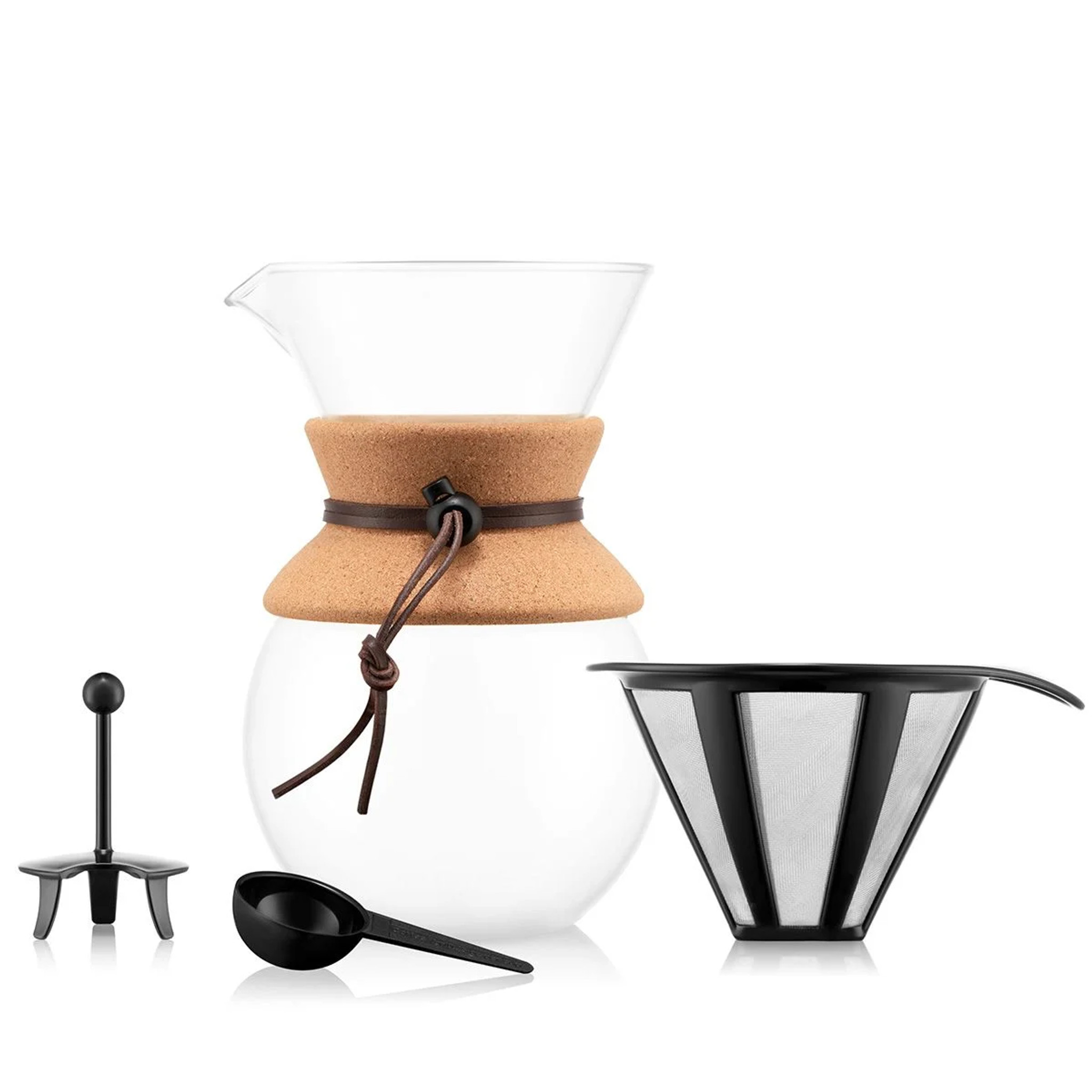 Pour Over Coffee Set - Glass Coffee Carafe, Filter & Coffee Scoop