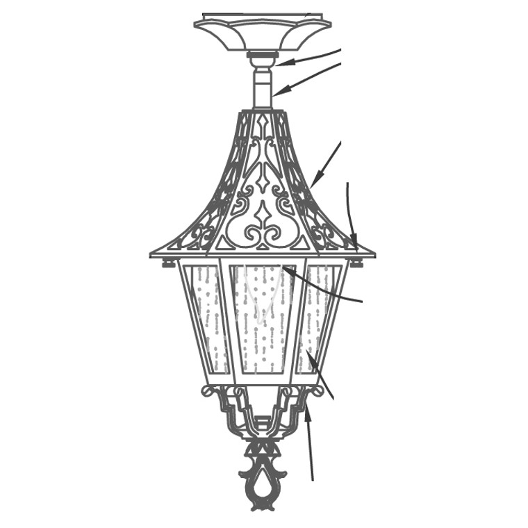 Hanover Lantern B22221 Small St. Augustine Semi Flush Lantern