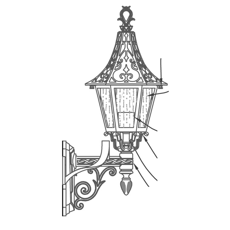 Hanover Lantern B22250 Small St. Augustine Wall Mount Lantern with Scrolls