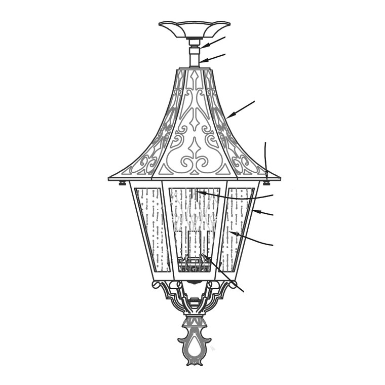 Hanover Lantern B22421 Medium St. Augustine Semi Flush Ceiling Lantern
