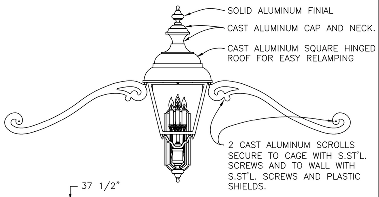 Hanover Lantern B31850 Grande Plymouth Wall Mount (with Scrolls)