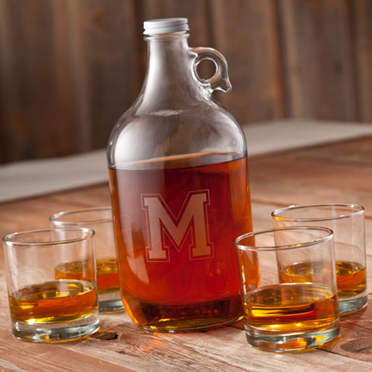 64 Ounce Whiskey Growler Set with 4 Lowball Glasses - Alchemade