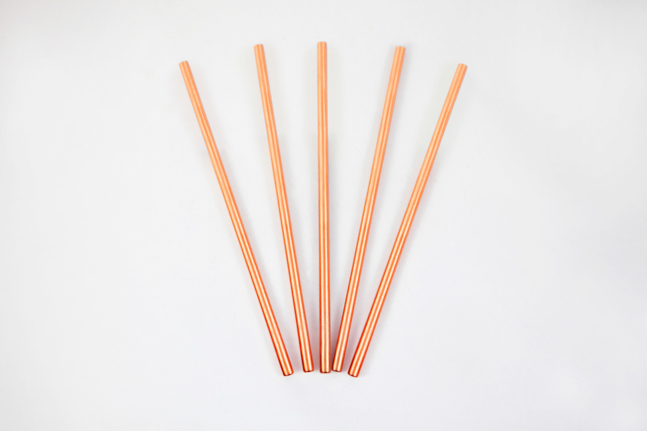 5 Pack Of Copper Drinking Straws For Large Glasses - Alchemade