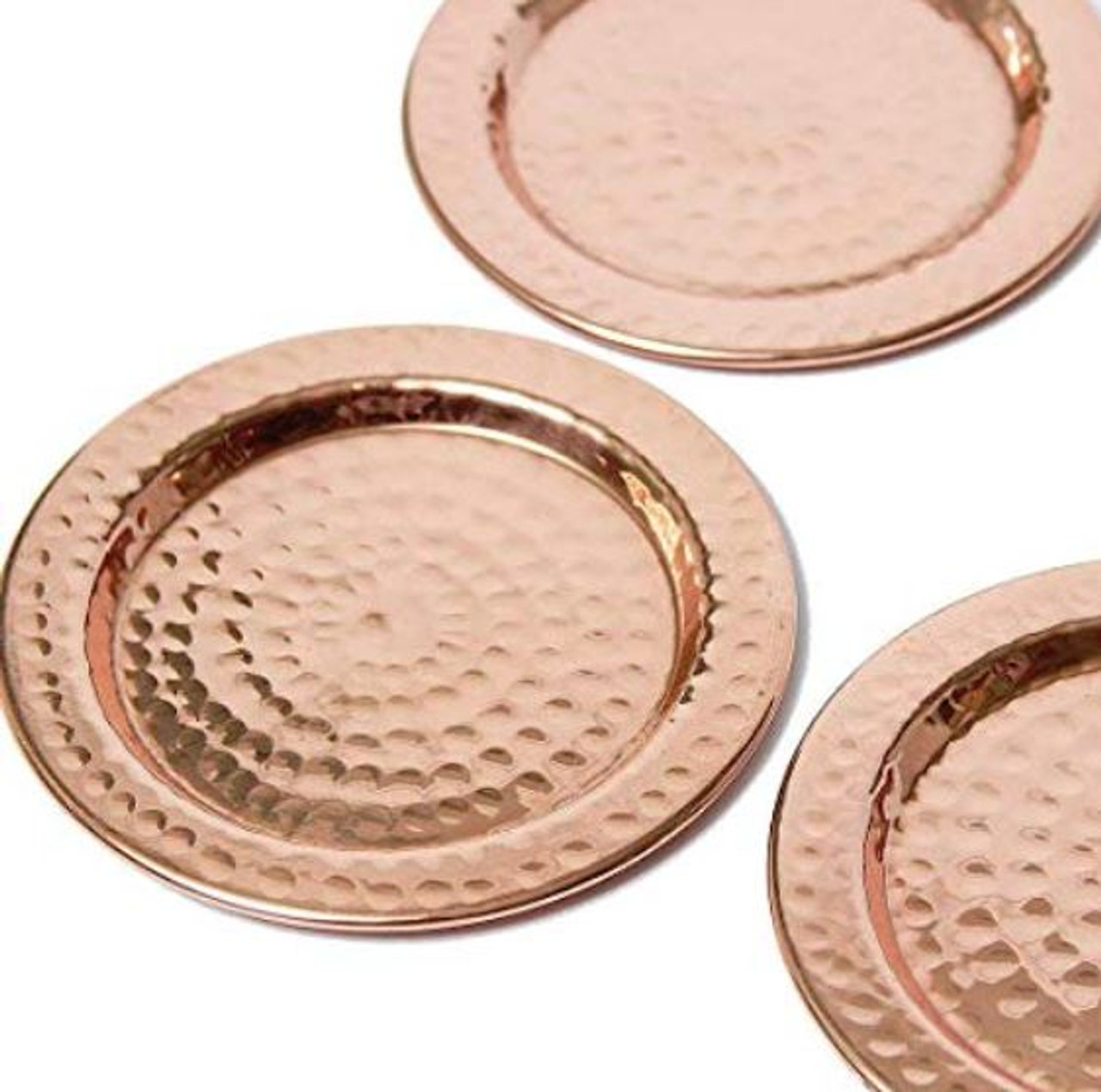 Wine AVADOR Handcrafted Accessories Set of 4 100% Pure Copper Coasters with Hammered Finish for Home Kitchen Moscow Mules and More Office 