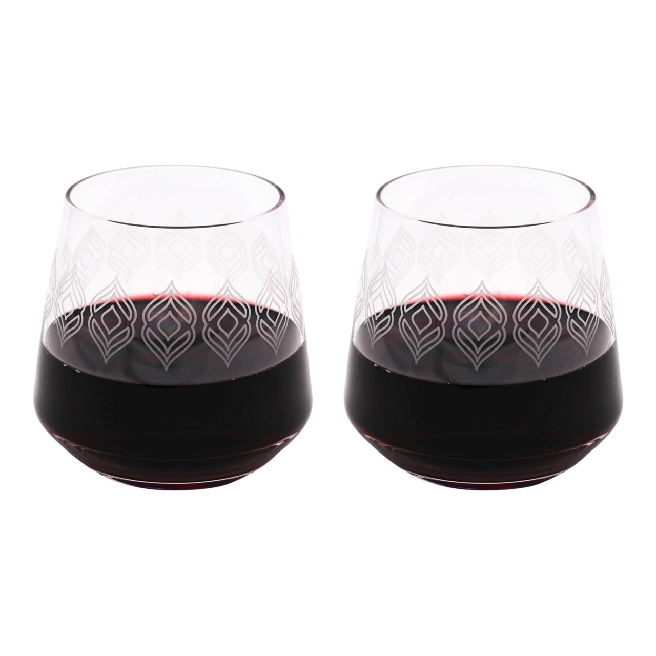 16 oz Whiskey or Wine Glasses with Frosted Design (2 Pack)