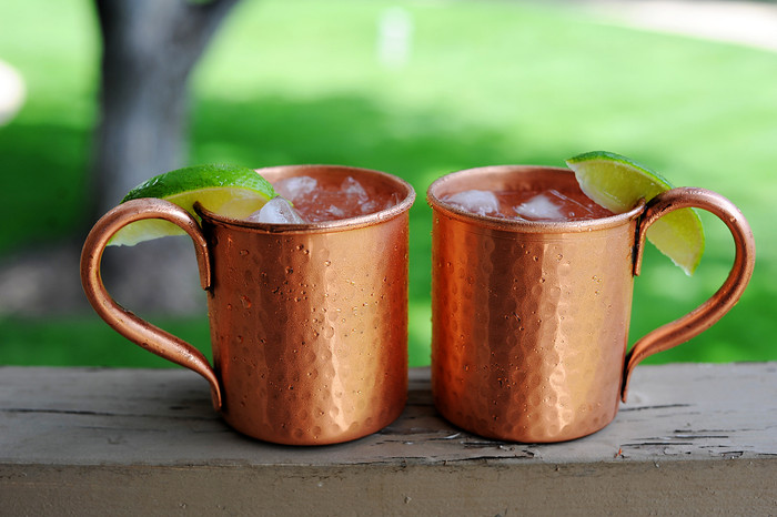 14 oz Pure Copper Hammered Mugs Set of 2