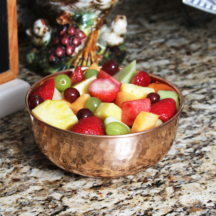 Hammered copper serving bowl