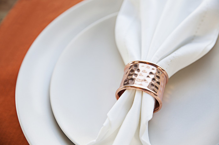 Handcrafted Hammered Copper Napkin Rings (Set of 4)
