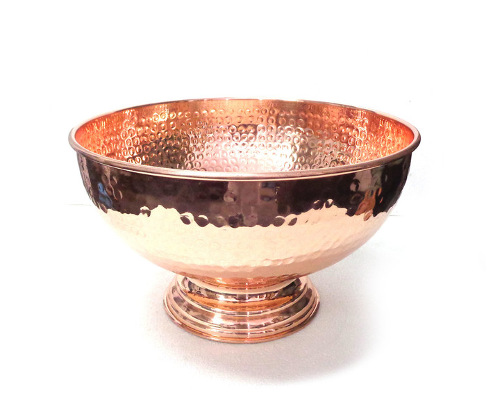 Hammered Copper Punch Bowl - 12"