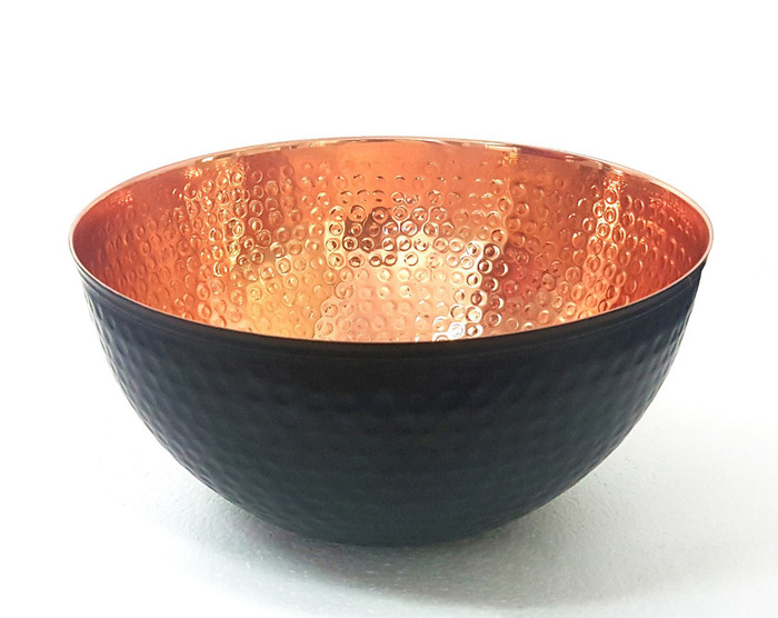 Copper and Black hammered bowl