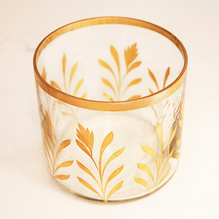 Hand Painted Glass Candle Holder