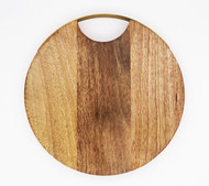 Round Wood Platter With Brass Handle (12")