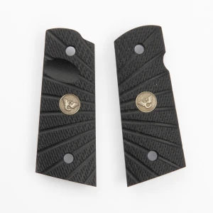 GRIPS, 1911, COMPACT, AGGRESSIVE STARBURST, G10, BLACK, FLAT BOTTOM