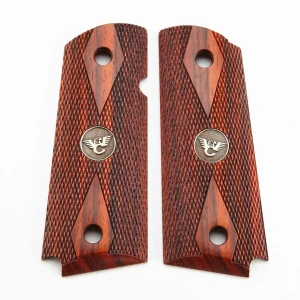 GRIPS, 1911, COMPACT, DOUBLE DIAMOND, COCOBOLO, BEVELED BOTTOM
