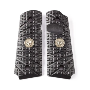 GRIPS, 1911, COMPACT, TRAK STARBURST, G10, BLACK, BEVELED BOTTOM
