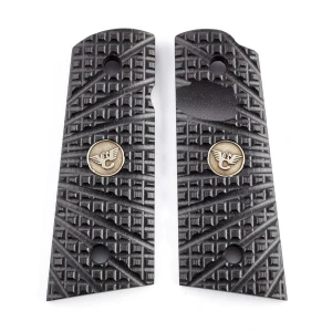 GRIPS, 1911, COMPACT, TRAK STARBURST, G10, BLACK, FLAT BOTTOM