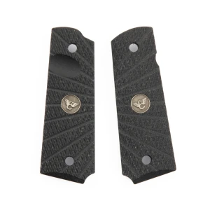GRIPS, 1911, FULL-SIZE, AGGRESSIVE STARBURST, G10, BLACK, BEVELED BOTTOM