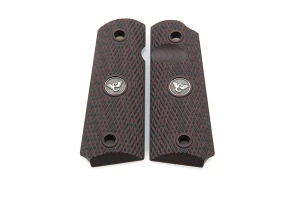 GRIPS, 1911, FULL-SIZE, SLANT, G10, BLACK CHERRY, BEVELED BOTTOM