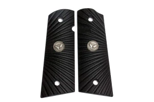 GRIPS, 1911, FULL-SIZE, STARBURST, G10, BLACK, FLAT BOTTOM