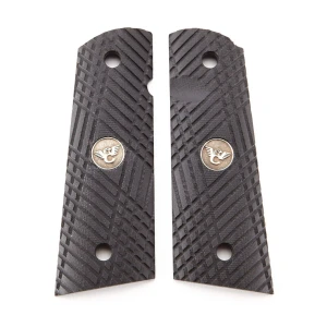 GRIPS, 1911, FULL-SIZE, X-TAC, G10, BLACK, FLAT BOTTOM