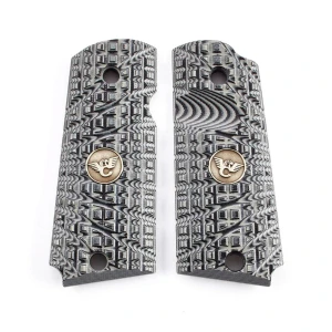 GRIPS, 1911, SENTINEL, TRAK STARBURST, G10, GRAY/BLACK, BEVELED BOTTOM