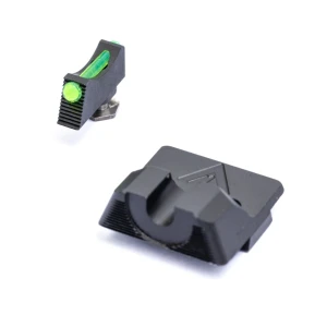 SIGHT SET, GLOCK, VICKERS ELITE, BLACK SERRATED REAR, GREEN FIBER OPTIC FRONT, .230"