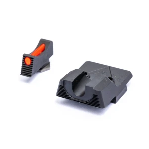 SIGHT SET, GLOCK 42/43/43X/48, VICKERS ELITE, BLACK SERRATED REAR, RED FIBER OPTIC FRONT