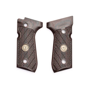 GRIPS, BERETTA, 92/96, CHECKERED, G10, BLACK CHERRY