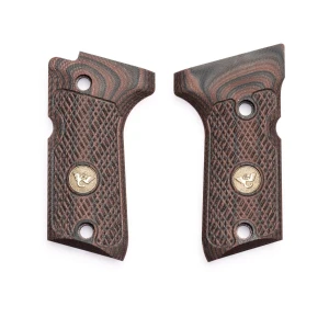 GRIPS, BERETTA, 92/96 COMPACT, CHECKERED, G10, BLACK CHERRY