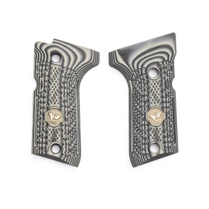 GRIPS, BERETTA, 92/96 COMPACT, CHECKERED, G10, GRAY/BLACK