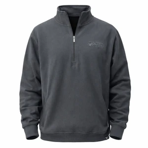 SWEATSHIRT, QUARTER ZIP, LOGO, ONYX