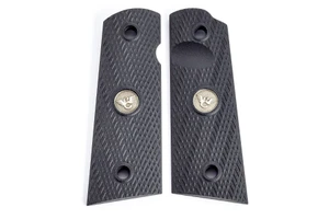 GRIPS, 1911, FULL-SIZE, SLANT, G10, BLACK, FLAT BOTTOM