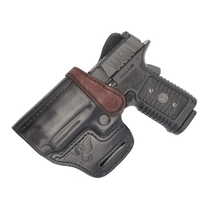 HOLSTER, BULWARK, RAPID RESPONSE, LEFT HAND, 1.5" BELT, BLACK COWHIDE W/ CHERRY BROWN ELEPHANT TRIM