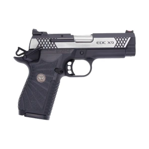 EDC X9, 9mm, Ambi Safety, Black Slide with Polished Stainless Sides, Black Frame